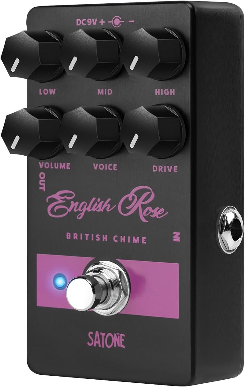 SATONE S812 English Rose British Chime Overdrive Electric Guitar Effect Pedal - Bell-like Tone Transform Effect Preset Acoustic Metal Pedal with 3-Band EQ True Bypass - Image 1